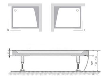 CONCEPT 100 panel ke sprchové vaničce obdélník 1000x800mm, pravý, bílá XA83AP0101005 Technický nákres