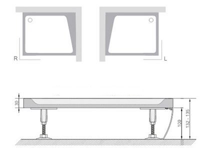 CONCEPT 100 panel ke sprchové vaničce obdélník 1200x900mm, pravý, bílá XA83GP7101005 Technický nákres