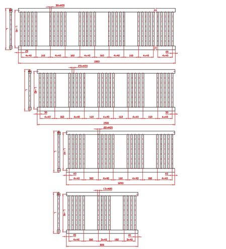 EASY KD koupelnový radiátor 1800/450, klasické připojení, bílá EA 450/1800 Technický nákres