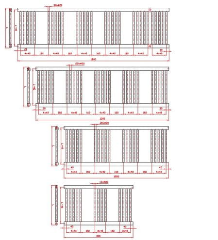 EASY KD koupelnový radiátor 1800/750, klasické připojení, bílá EA 750/1800 Technický nákres