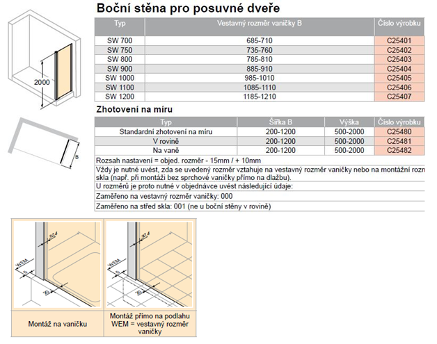 HÜPPE CLASSICS 2 EASY ENTRY SW 800 boční stěna 80x200 cm, pololesklá stříbrná/čiré sklo C25403.069.322 Technický nákres