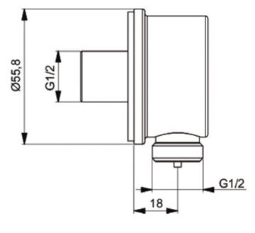 IDEAL STANDARD IDEALRAIN díl pro připojení sprchy pr. 55,8mm chrom B9448AA Technický nákres