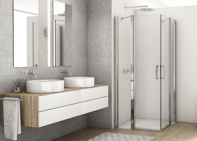 RONAL DIVERA D22DE2B sprchový kout 100x110 cm, rohový vstup, křídlové dveře, aluchrom/čiré sklo D22DE2B 10 11 50 07 Obrázek - fotka