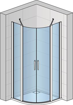 RONAL DIVERA D22ERB sprchový kout 100x100 cm, R550, křídlové dveře, aluchrom/čiré sklo D22ERB55 100 50 07 Obrázek - fotka
