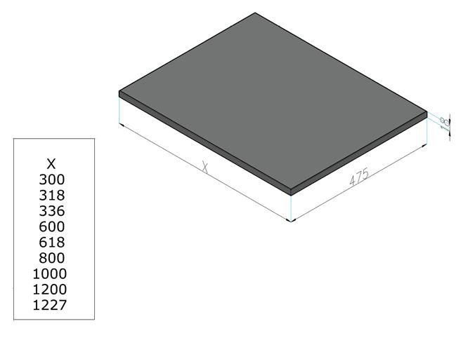 CONCEPT MODULAR deska pod umyvadlo 30x47,5x1,8 cm, graphite 808143 Technický nákres