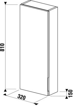 JIKA CUBITO-N nízká skříňka 32x15x81 cm, 1 dvířka, panty vlevo, dub H43J4241105191 Technický nákres