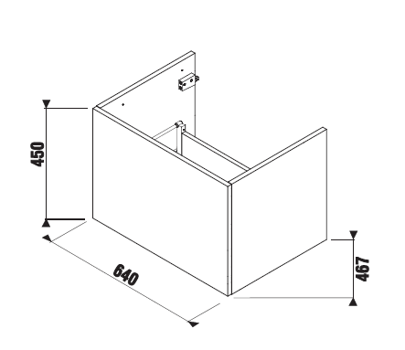 JIKA CUBITO PURE nízká skříňka 64x46,7x45 cm, 1 zásuvka, Push-open, dub H41J4243015191 Technický nákres