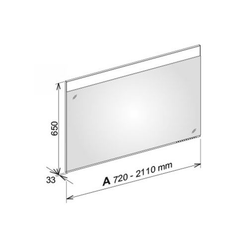 KEUCO EDITION 400 PLANNING zrcadlo 175x65 cm, s osvětlením, s regulací stmívání a teploty světla, s vyhříváním, se senzorem 11496170301 Technický nákres