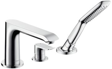 HANSGROHE METRIS baterie na okraj vany, 3-otvorová, se sprchovou soupravou, chrom