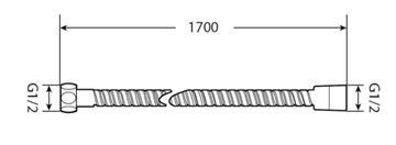 JIKA CUBITO PURE sprchová hadice 1700 mm, Anti-twist, nerez, chrom H3621X00002721 Technický nákres