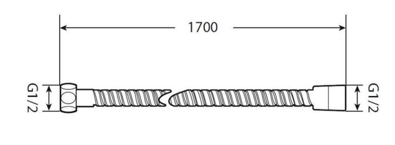 JIKA CUBITO PURE sprchová hadice 1700 mm, Anti-twist, nerez, chrom H3621X00002721 Technický nákres