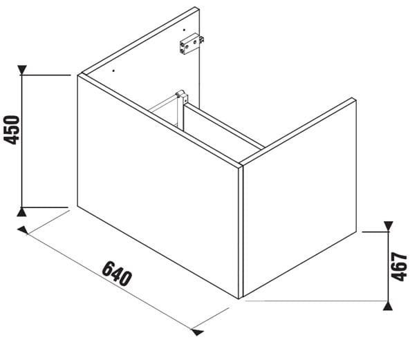JIKA CUBITO PURE nízká skříňka 64x46,7x45 cm, 1 zásuvka, Push-open, bílá H41J4243015001 Technický nákres