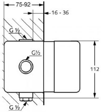 KLUDI LOGO podomítkové těleso DN15 38625 Technický nákres