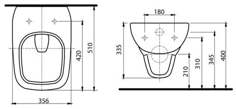 KOLO STYLE závěsné WC L23100000 Technický nákres