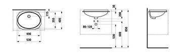 LAUFEN BIROVA umyvadlo 49 cm, s přepadem H8111910000001 Technický nákres