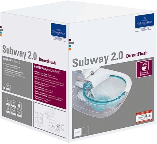 VILLEROY & BOCH SUBWAY 2.0 závěsné WC, se SoftClosing sedátkem, DirectFlush splachování, CeramicPlus, alpská bílá 5614R2R1 Obrázek - fotka
