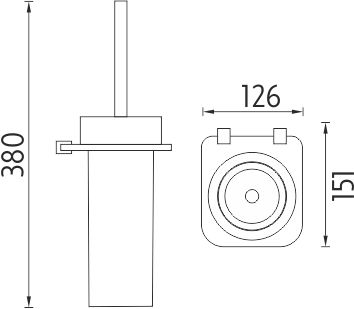 NIMCO BORMO WC štětka, nástěnná, sklo, chrom BR X3-94W-26 Technický nákres