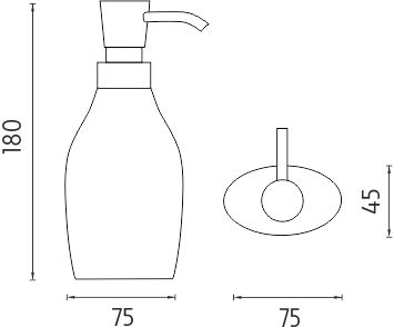 NIMCO AVA dávkovač tekutého mýdla 280 ml, polyresin, chrom/černá AV 15031-90 Technický nákres