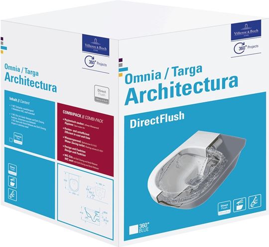 VILLEROY & BOCH ARCHITECTURA závěsné WC, se SoftClosing sedátkem, DirectFlush splachování, CeramicPlus, alpská bílá 5684HRR1 Obrázek - fotka