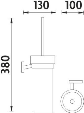 NIMCO KEIRA WC štětka, nástěnná, sklo, chrom KE 22094W-26 Technický nákres