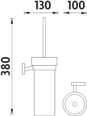 NIMCO KEIRA WC štětka, nástěnná, sklo, chrom KE 22094W-26 Technický nákres