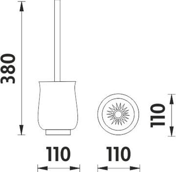NIMCO LADA WC štětka, na postavení, keramika, bílá/chrom 1094LA-26 Technický nákres