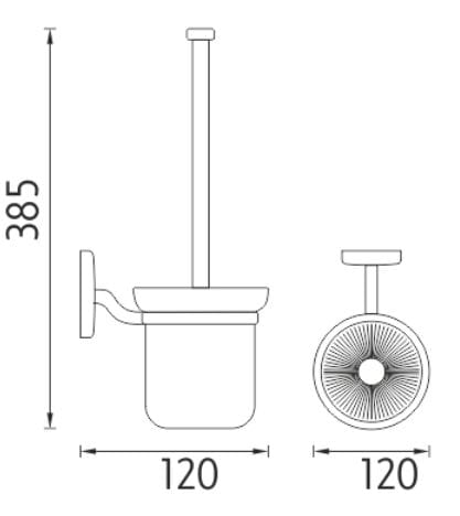 NIMCO SIMONA WC štětka, nástěnná, sklo, chrom SI 7294C-26 Technický nákres