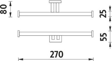 NIMCO KEIRA držák toaletního papíru, dvojitý, nástěnný, chrom KE 22055MD-26 Technický nákres