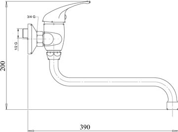 NOVASERVIS METALIA 55 dřezová nástěnná baterie, chrom 55078L,0 Technický nákres