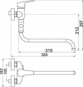 NOVASERVIS TITANIA IRIS NEW nástěnná paneláková baterie, s přepínačem, chrom 94475/1,0 Technický nákres