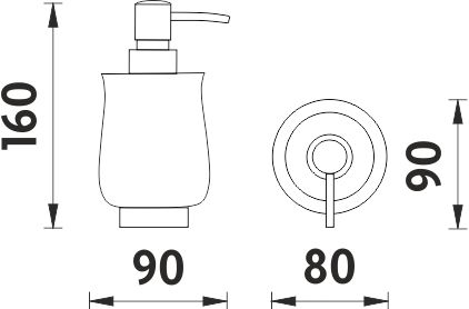 NIMCO LADA dávkovač tekutého mýdla 300 ml, keramika, chrom/bílá 1031LA-26 Technický nákres