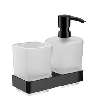 EMCO CONCEPT BLACK dávkovač tekutého mýdla s pohárkem, nástěnný, sklo, černá