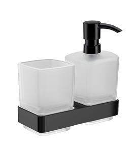 EMCO CONCEPT BLACK dávkovač tekutého mýdla s pohárkem, nástěnný, sklo, černá