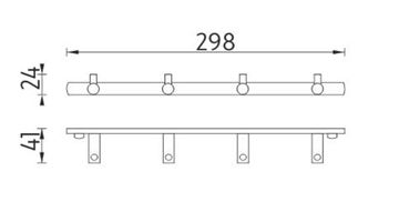 NIMCO BORMO držák ručníků se čtyřmi háčky 298 mm, chrom BR 11104-26 Technický nákres