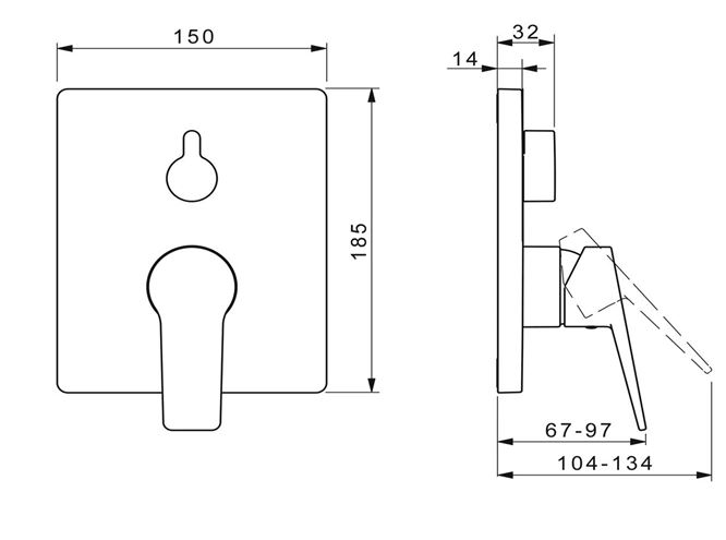 HANSA TWIST podomítková baterie, pro 2 spotřebiče, matná černá 8984908333 Technický nákres