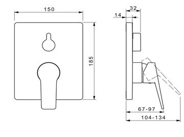HANSA TWIST podomítková baterie, pro 2 spotřebiče, matná černá 8984908333 Technický nákres