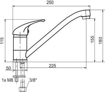 NOVASERVIS METALIA 55 dřezová baterie, chrom 55091,0 Technický nákres
