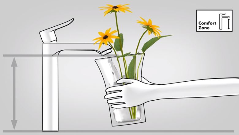 HANSGROHE METRIS umyvadlová stojánková baterie pro jednu vodu, EcoSmart, chrom 31166000 Obrázek - fotka