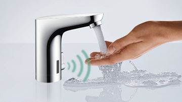 HANSGROHE METRIS S umyvadlová senzorová baterie s regulací teploty, napájení ze sítě, EcoSmart, chrom 31102000 Obrázek - fotka