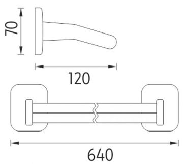 NIMCO SIMONA držák ručníků 640 mm, dvojramenný, chrom SI 7261D-26 Technický nákres