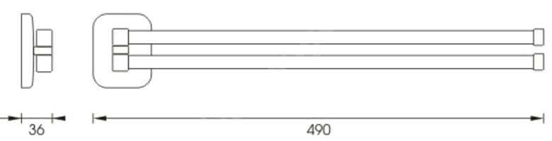 NIMCO SIMONA držák ručníků 490 mm, dvojramenný, otočný, chrom SI 7296-26 Technický nákres