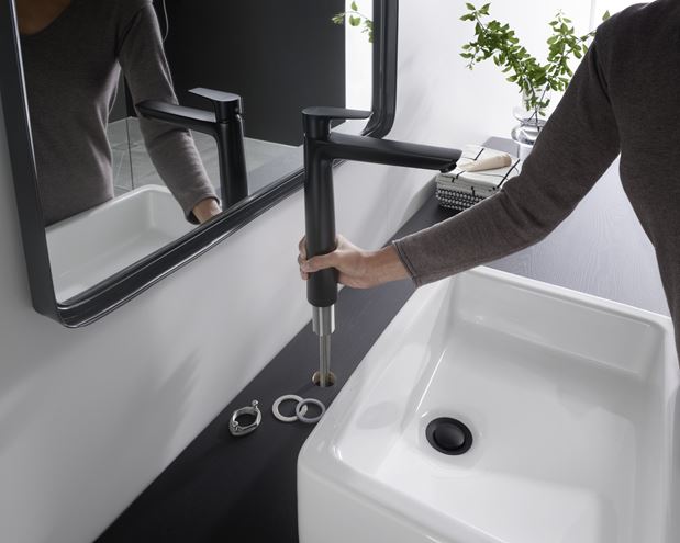 HANSGROHE TALIS E umyvadlová stojánková baterie, s odtokovou soupravou, EcoSmart, matná černá 71716670 Obrázek - fotka