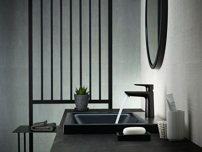 HANSGROHE TALIS E umyvadlová stojánková baterie, s odtokovou soupravou, EcoSmart, matná černá 71710670 Obrázek - fotka