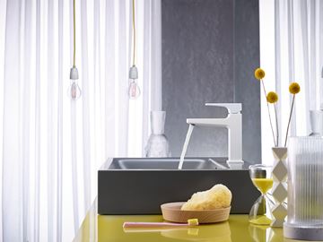 HANSGROHE METROPOL umyvadlová stojánková baterie, s odtokovou soupravou, EcoSmart, matná bílá 32507700 Obrázek - fotka