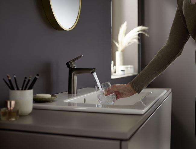 HANSGROHE TALIS E umyvadlová stojánková baterie, EcoSmart, kartáčovaný černý chrom 71712340 Obrázek - fotka