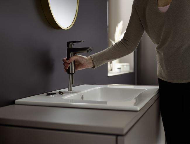 HANSGROHE TALIS E umyvadlová stojánková baterie, EcoSmart, kartáčovaný černý chrom 71712340 Obrázek - fotka