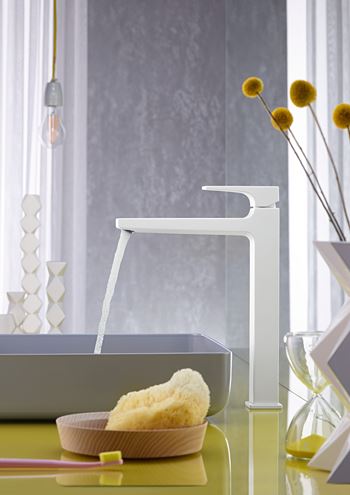 HANSGROHE METROPOL umyvadlová stojánková baterie, s odtokovou soupravou, EcoSmart, matná bílá 32512700 Obrázek - fotka
