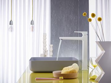 HANSGROHE METROPOL umyvadlová stojánková baterie, s odtokovou soupravou, EcoSmart, matná bílá 32512700 Obrázek - fotka