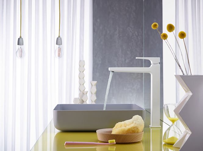 HANSGROHE METROPOL umyvadlová stojánková baterie, s odtokovou soupravou, EcoSmart, matná bílá 32512700 Obrázek - fotka