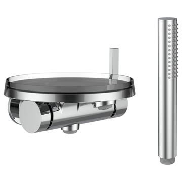 KARTELL BY LAUFEN vanová podomítková baterie, s přepínačem, se sprchovou soupravou, chrom